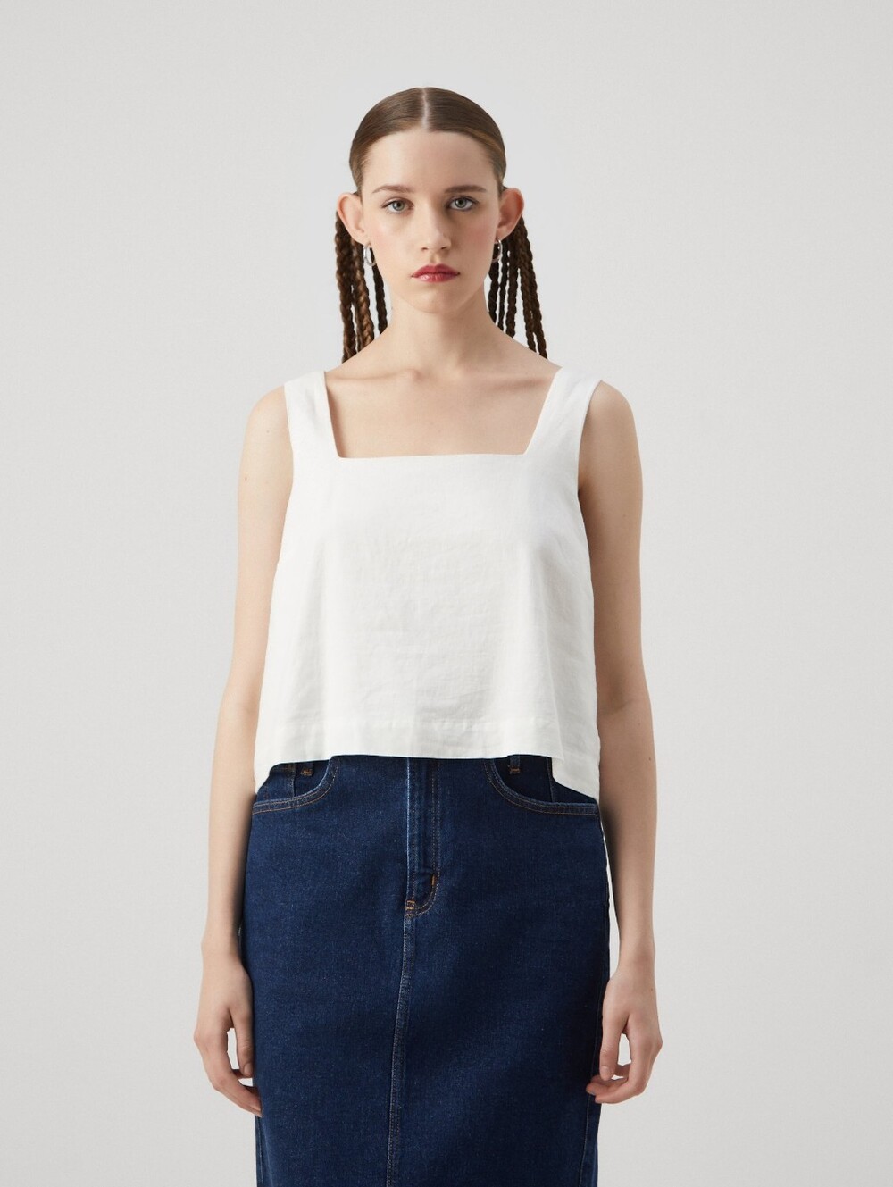 Gap Sleeveless Shell Tank Top Shirt Linen Button Back Off White Ivory Small NWT